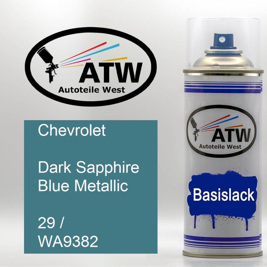 Chevrolet, Dark Sapphire Blue Metallic, 29 / WA9382: 400ml Sprühdose, von ATW Autoteile West.